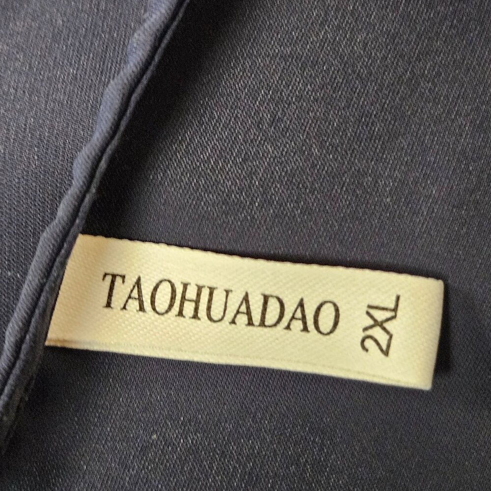 Taohuadao Blouse Womens Size 2XL Blue Split Flutter 3/4 Sleeve Square Neck - Picture 5 of 6